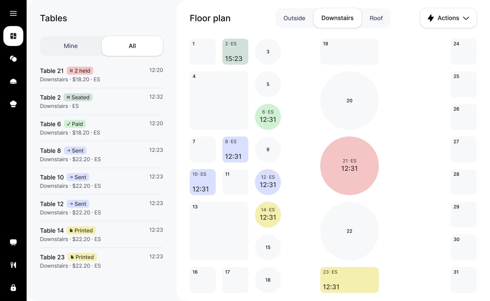 Viewing the restaurant floor plan