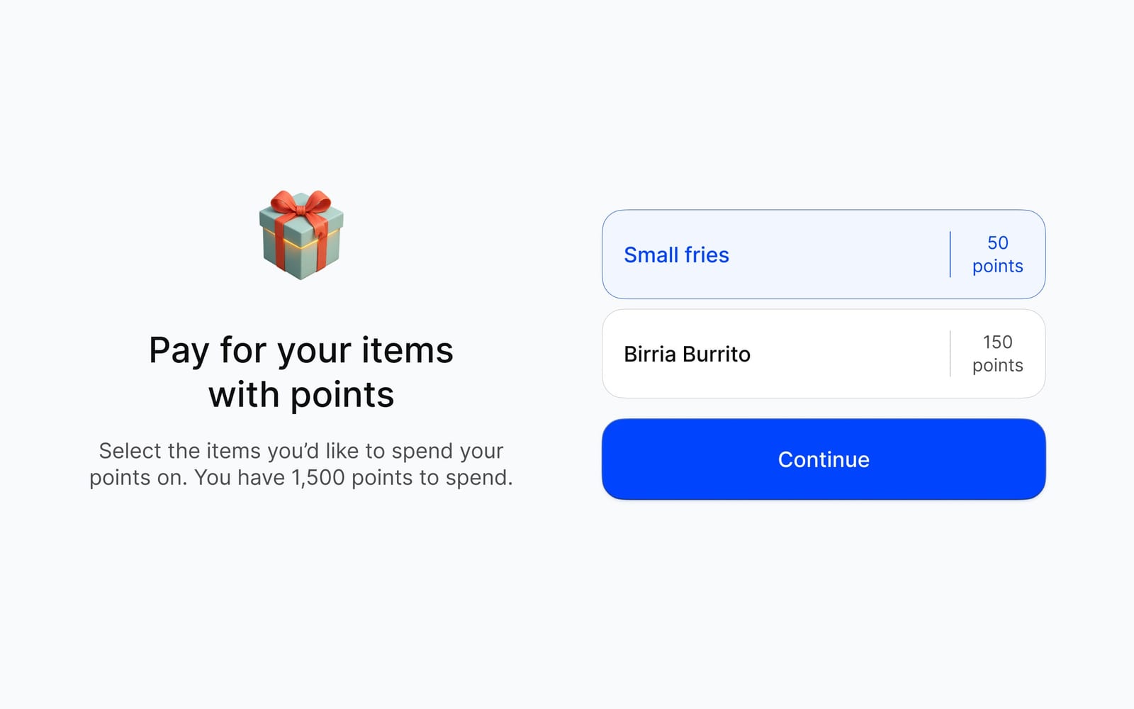 Guest-facing tablet paying with loyalty points