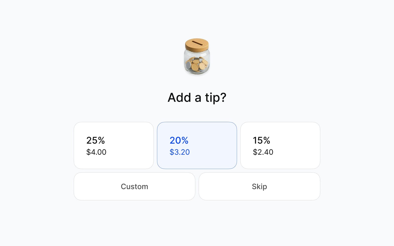 Tipping on the guest-facing tablet