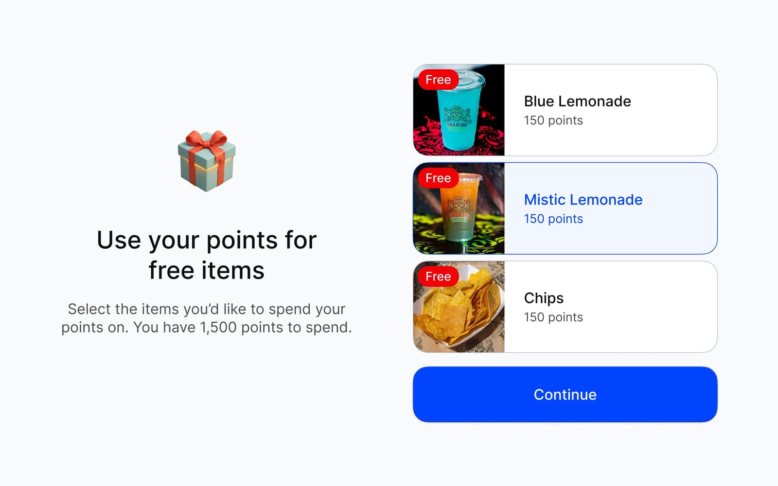 Upsell offered against loyalty points